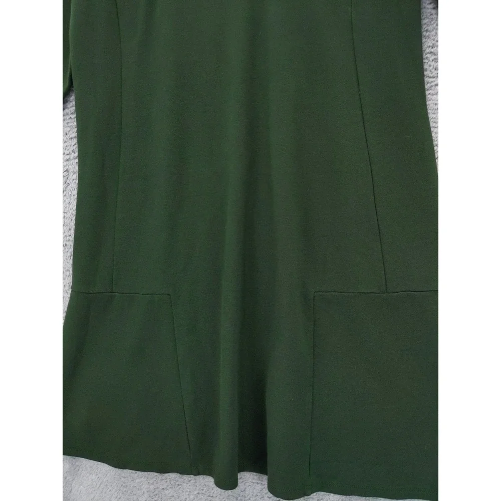 J Jill Ponte Knit Dress Green Midi 3/4 Sleeve Pockets‎ Size M